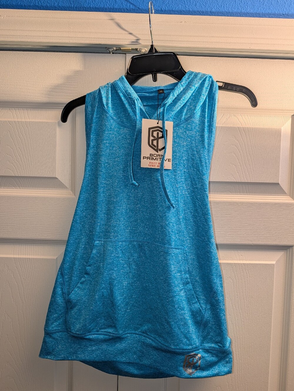 Born Primitive Women's Backless Sleeveless Hooded Tank - Teal Blue